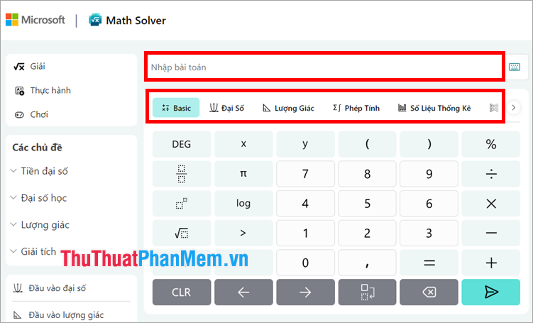 Truy cập vào Microsoft Math Solver, nhấn vào ô Nhập bài toán