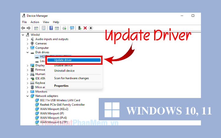 Cách update driver trên Windows 10, 11