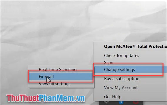 Chọn Change settings  và ấn Firewall