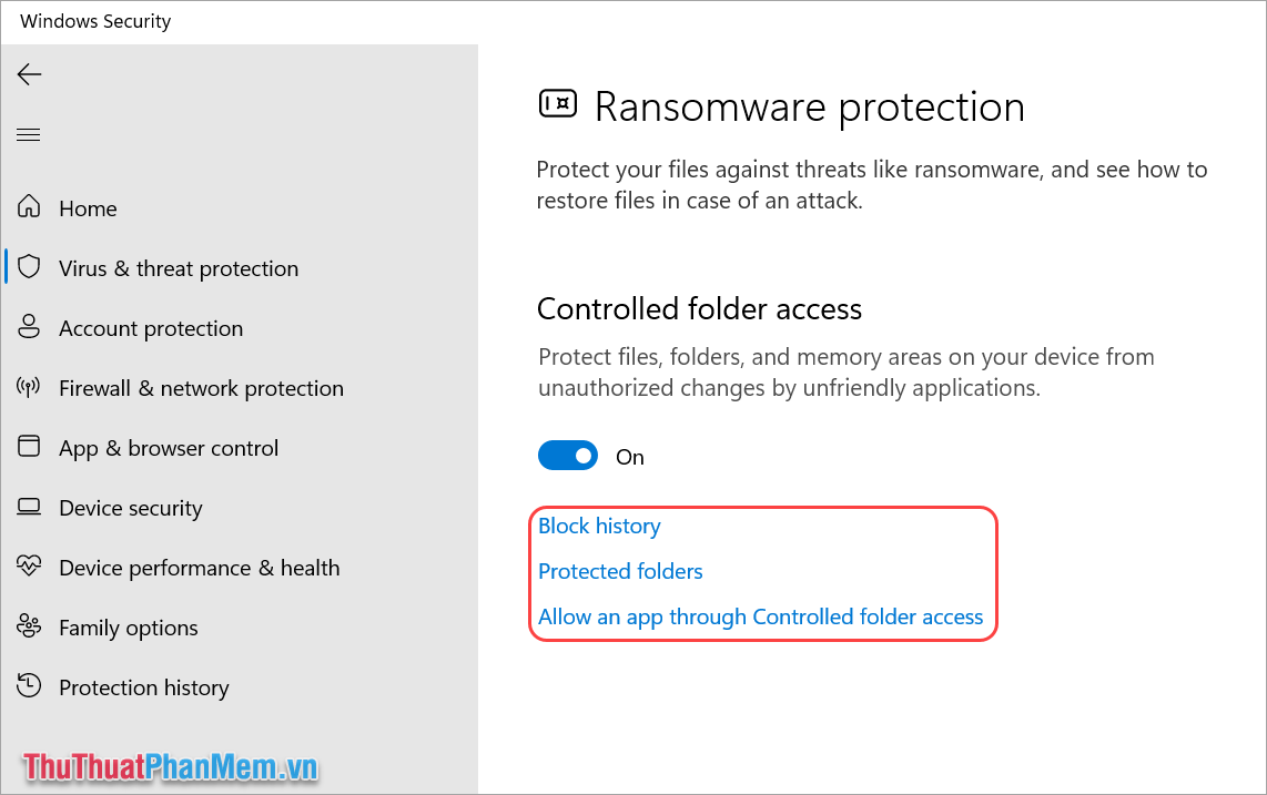 Cách sử dụng Controlled Folder Access bảo vệ dữ liệu