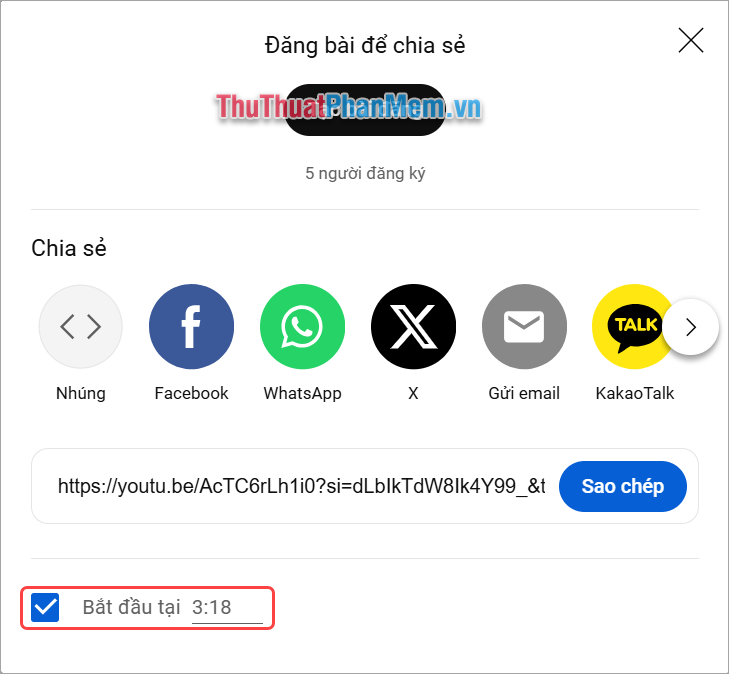 Chọn Bắt đầu và đặt giá trị thời gian muốn Video bắt đầu