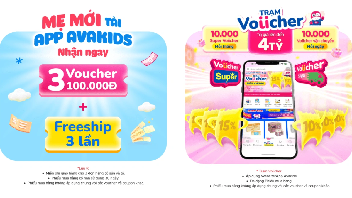 Bộ voucher 300k AVAKids cho người mới