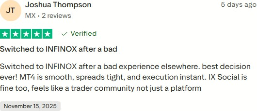 Bài đánh giá về sàn giao dịch INFINOX có đề cập đến IX Social