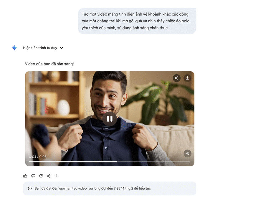 Video được gemini ultra tạo với prompt ngắn gọn