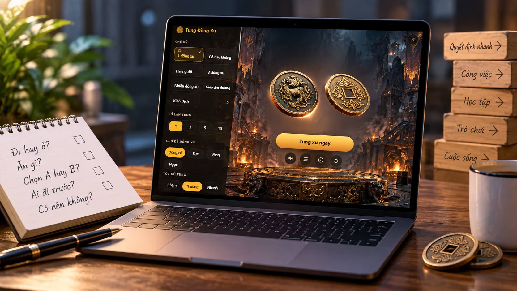 Hướng dẫn cách tung đồng xu online giúp bạn ra quyết định nhanh